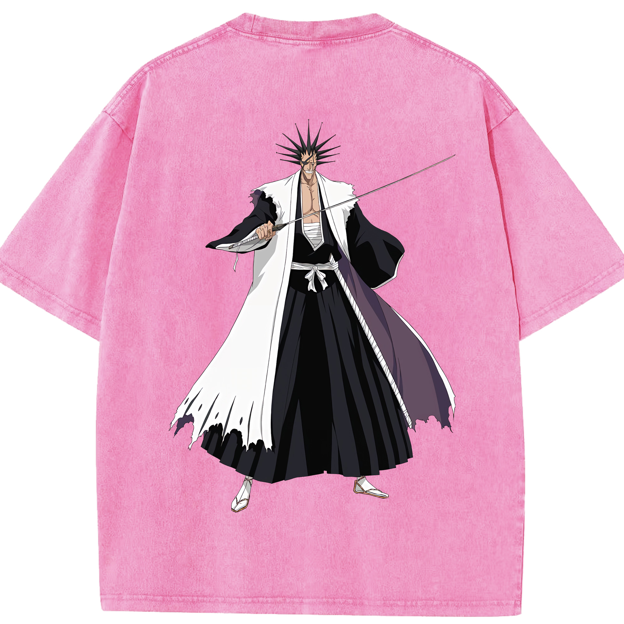 （画像用） ブリーチ ざらき けんぱち BLEACH Zaraki Kenpachi 綿100% ヴィンテージ風 半袖Tシャツ（背面プリント）